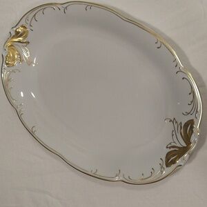 Wawel ambassador white porcelain hand painted gold trim vintage platter